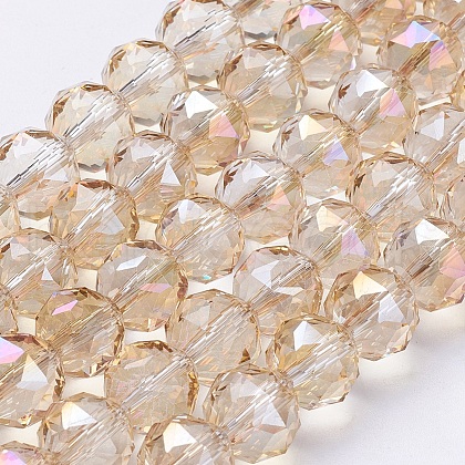 Electroplate Glass Beads Strands EGLA-J015-10mm-07-1