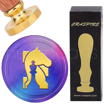 Brass Wax Seal Stamp with Wood Handle AJEW-WH0412-0362-1
