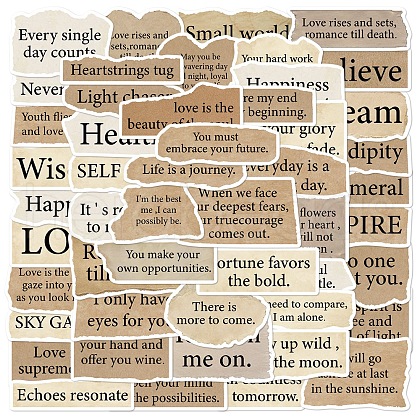 50Pcs PVC Waterproof Word Stickers PW-WG0B6B3-01-1
