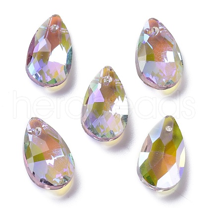 Faceted Teardrop Glass Pendants GLAA-O008-A16-1