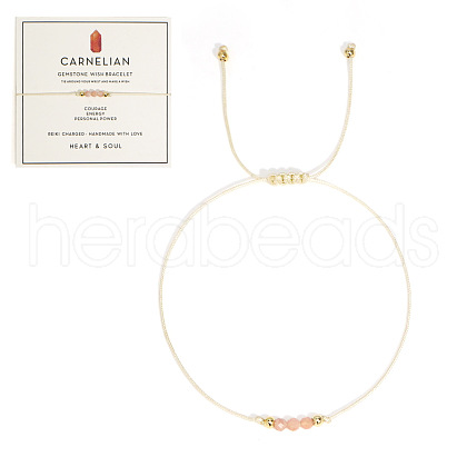 Natural Carnelian Braided Beads Bracelets for Women LU0568-7-1