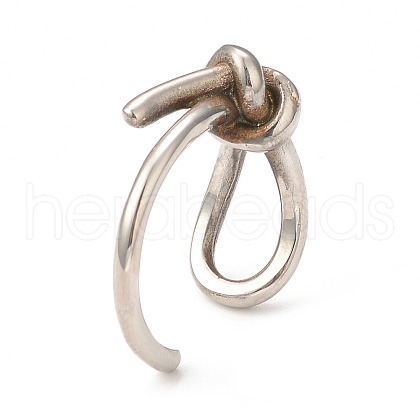 Non-Tarnish 304 Stainless Steel Knot Open Cuff Ring for Women RJEW-I096-31P-1