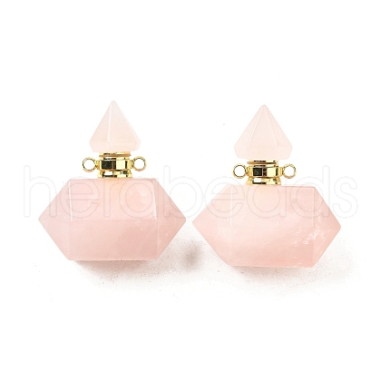 Natural Rose Quartz Perfume Bottle Pendants G-L623-08G-06-1
