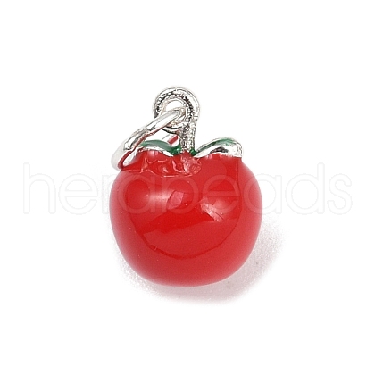 Teachers' Day Fine Silver Red Enamel Fruit Charms STER-F060-01S-03-1