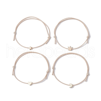 4Pcs 4 Style Brass Braided Bead Bracelets Set BJEW-JB09738-1