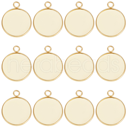 Beebeecraft 40Pcs 304 Stainless Steel Pendant Cabochon Settings STAS-BBC0006-24B-G-1