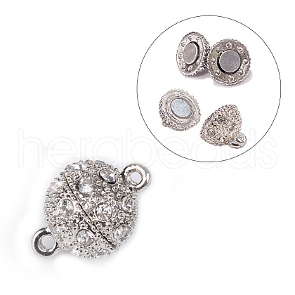 Alloy Rhinestone Magnetic Clasps with Loops BSAHH052-1