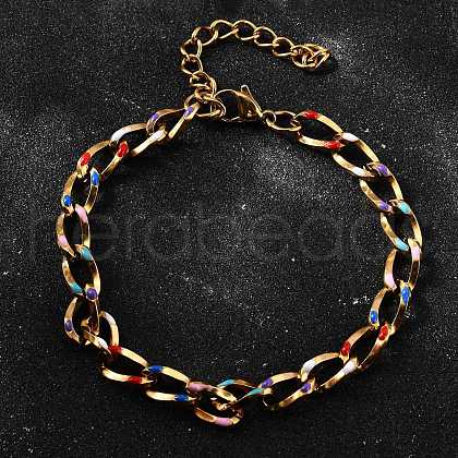 Brass Enamel Chain Bracelets BJEW-S170-01G-1