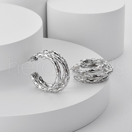 Hollow Moon Brass Stud Earrings EJEW-Q391-20P-1