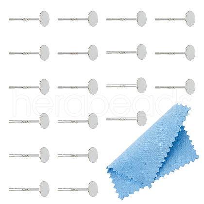 DICOSMETIC 20Pcs 925 Sterling Silver Flat Round Stud Earring Findings STER-DC0001-28-1