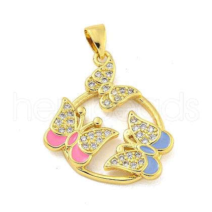Real 18K Gold Plated Brass Micro Pave Cubic Zirconia Pendants KK-R159-08C-G-1