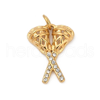 304 Stainless Steel Micro Pave Cubic Zirconia Pendants STAS-D305-02G-F-1