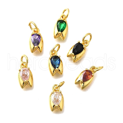 Brass Micro Pave Cubic Zirconia Pendants KK-Z102-03G-01-1