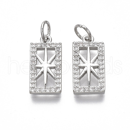 Brass Micro Pave Clear Cubic Zirconia Pendants KK-R133-004-02P-NF-1