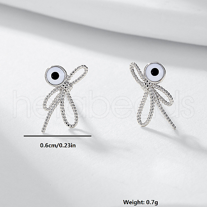 S925 Sterling Silver Dragonfly with Evil Eye Stud Earrings WJ6247-2-1