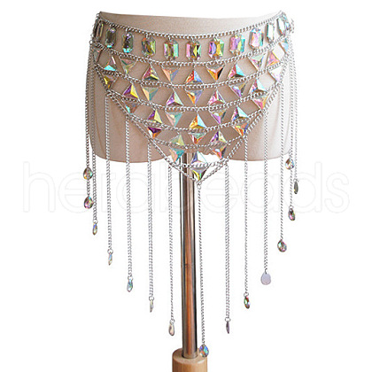 Clear AB Acrylic & Alloy Tassel Sexy Skirt Jewelry Night Shop Shoulder Body Chains for Women WG261D8-04-1