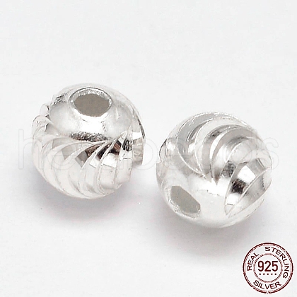 Fancy Cut 925 Sterling Silver Round Beads STER-F012-05D-1