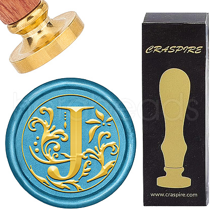 Brass Wax Seal Stamps with Wood Handle AJEW-WH0412-0243-1