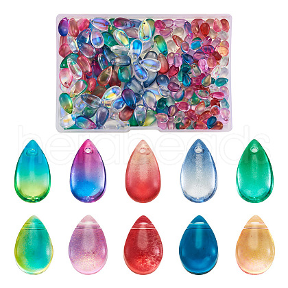 200Pcs 2 Style Transparent Glass Charms GLAA-TA0001-12-1
