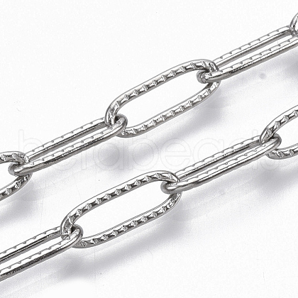 Tarnish Resistant 304 Stainless Steel Textured Paperclip Chains CHS-S006-JN954-1-1