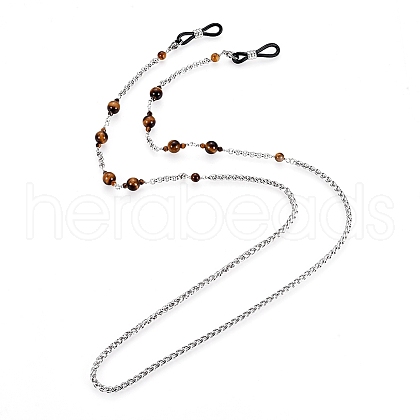 1Pc Natural Tiger Eye Bead Eyeglasses Chains AJEW-DJ0003-41-1