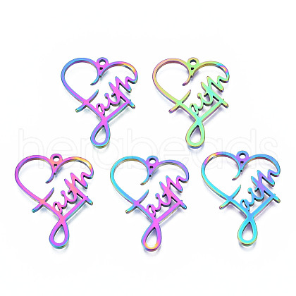 Ion Plating(IP) 201 Stainless Steel Pendants STAS-N098-045M-1