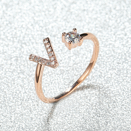 Brass Micro Pave Cubic Zirconia Cuff Rings for Women FS-WGA4C54-22-1