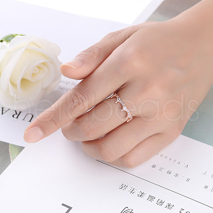 Crown Brass Micro Pave Clear Cubic Zirconia Finger Rings for Women FS-WG9962F-02-1