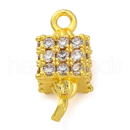 Brass Micro Pave Cubic Zirconia Cube Links Connector Charms KK-A230-04G-1