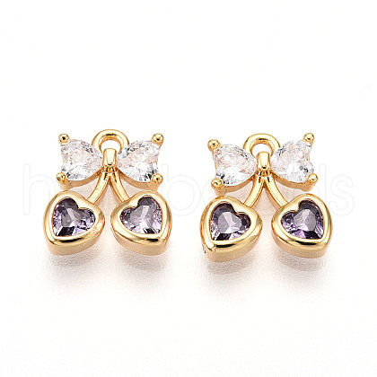 Brass Micro Pave Cubic Zirconia Charms KK-N261-94C-G-1