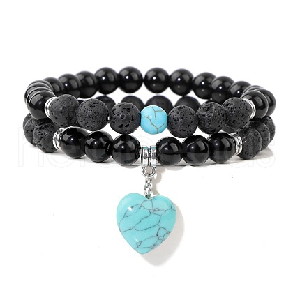 Natural TaiWan Jade Heart Charm Bracelets BP5202-2-1