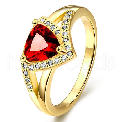Gorgeous Brass Cubic Zirconia Triangle Finger Rings for Women RJEW-BB04180-A-7G-1