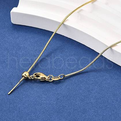 1MM Brass Round Snake Chain Adjustable Slider Necklaces NJEW-M108-29G-1