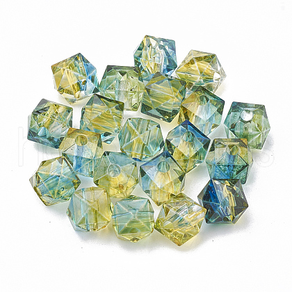 Two Tone Transparent Spray Painted Acrylic Bead X-ACRP-T005-26B-1