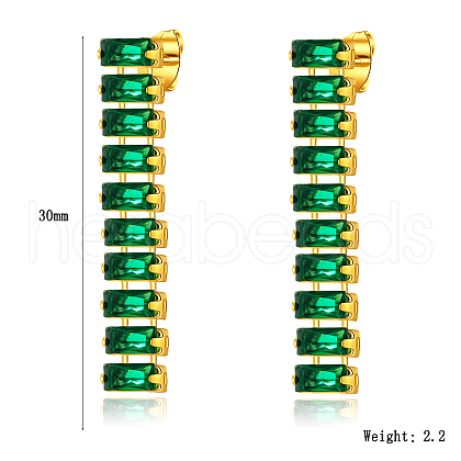 Stainless Steel Green Cubic Zirconia Stud Earrings for Women Daily Wear PW2451-1