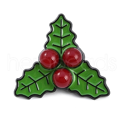 Christmas Theme Pine Leaf Enamel Pins JEWB-Z033-01EB-1