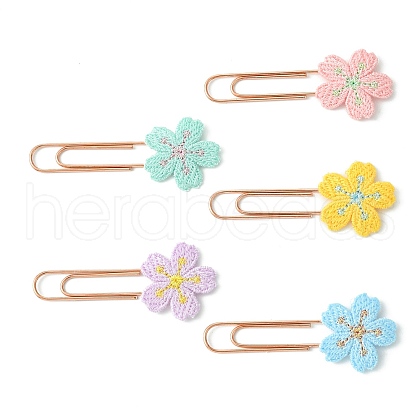 Polyester Embroidered Flower Bookmarks AJEW-JK00280-1