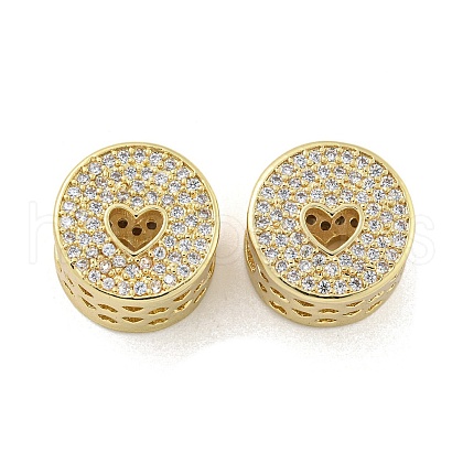 Rack Plating Brass Micro Pave Clear Cubic Zirconia Beads KK-P270-13G-1
