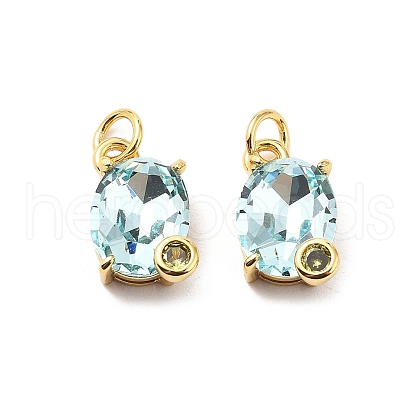 Oval Brass Micro Pave Cubic Zirconia Pendants KK-L237-020G-06-1