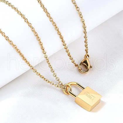 304 Stainless Steel Rolo Chain Pendant Necklaces NJEW-S444-01G-18-1