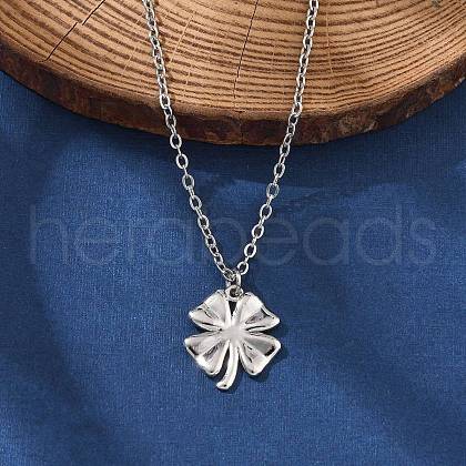 Clover 304 Stainless Steel Pendant Necklaces NJEW-M109-01P-1