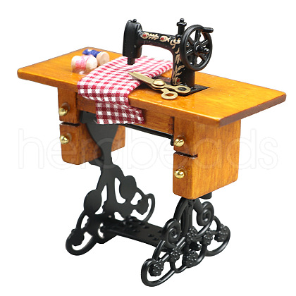 Retro Wood & Metal Mini Sewing Machine MIMO-PW0001-017B-1