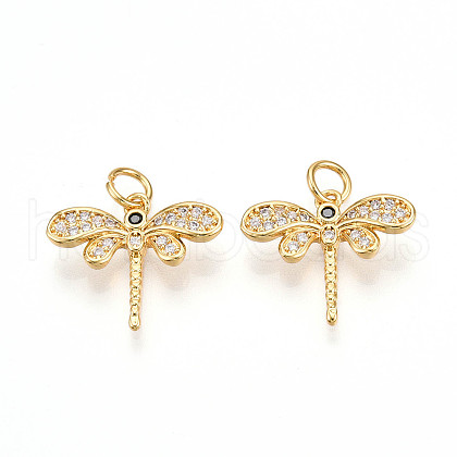 Brass Micro Pave Cubic Zirconia Charms KK-N257-20G-1