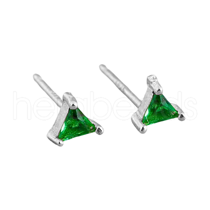 Geometric Triangle Cubic Zirconia Stud Earrings ZJ4184-8-1