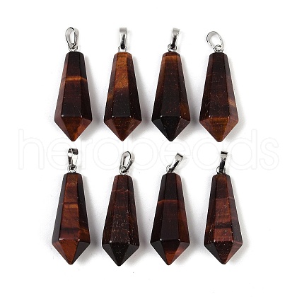 Dyed & Heated Natural Red Tiger Eye Pointed Pendants G-I314-02P-11-1