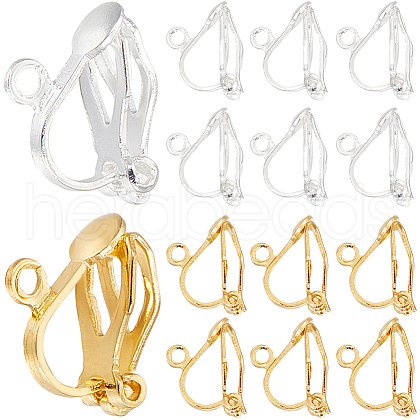 SUNNYCLUE 100Pcs 2 Colors Brass Clip-on Earring Findings KK-SC0004-16-1