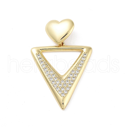 Rack Plating Brass Micro Pave Clear Cubic Zirconia Pendants KK-H474-19G-02-1