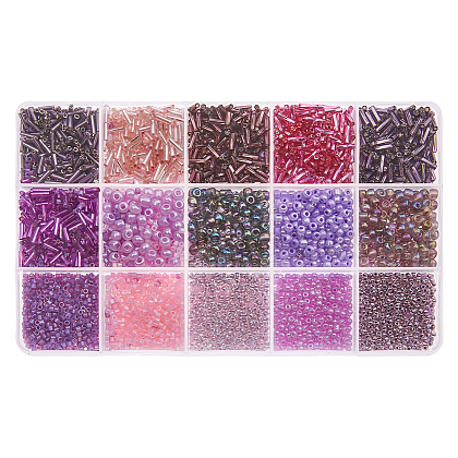 SUPERFINDINGS 15 Styles Glass Seed Beads SEED-FH0001-13-1