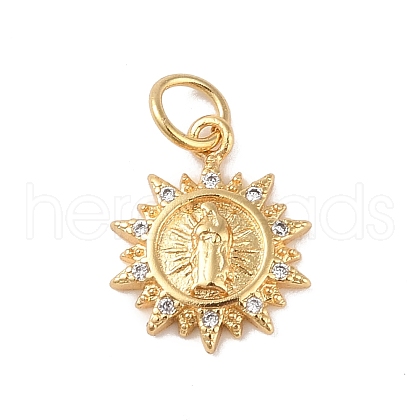 Brass Micro Pave Clear Cubic Zirconia Charms KK-E111-32H-G-1