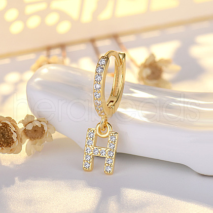 Brass Micro Pave Clear Cubic Zirconia Hoop Earrings WGE85EC-09-1
